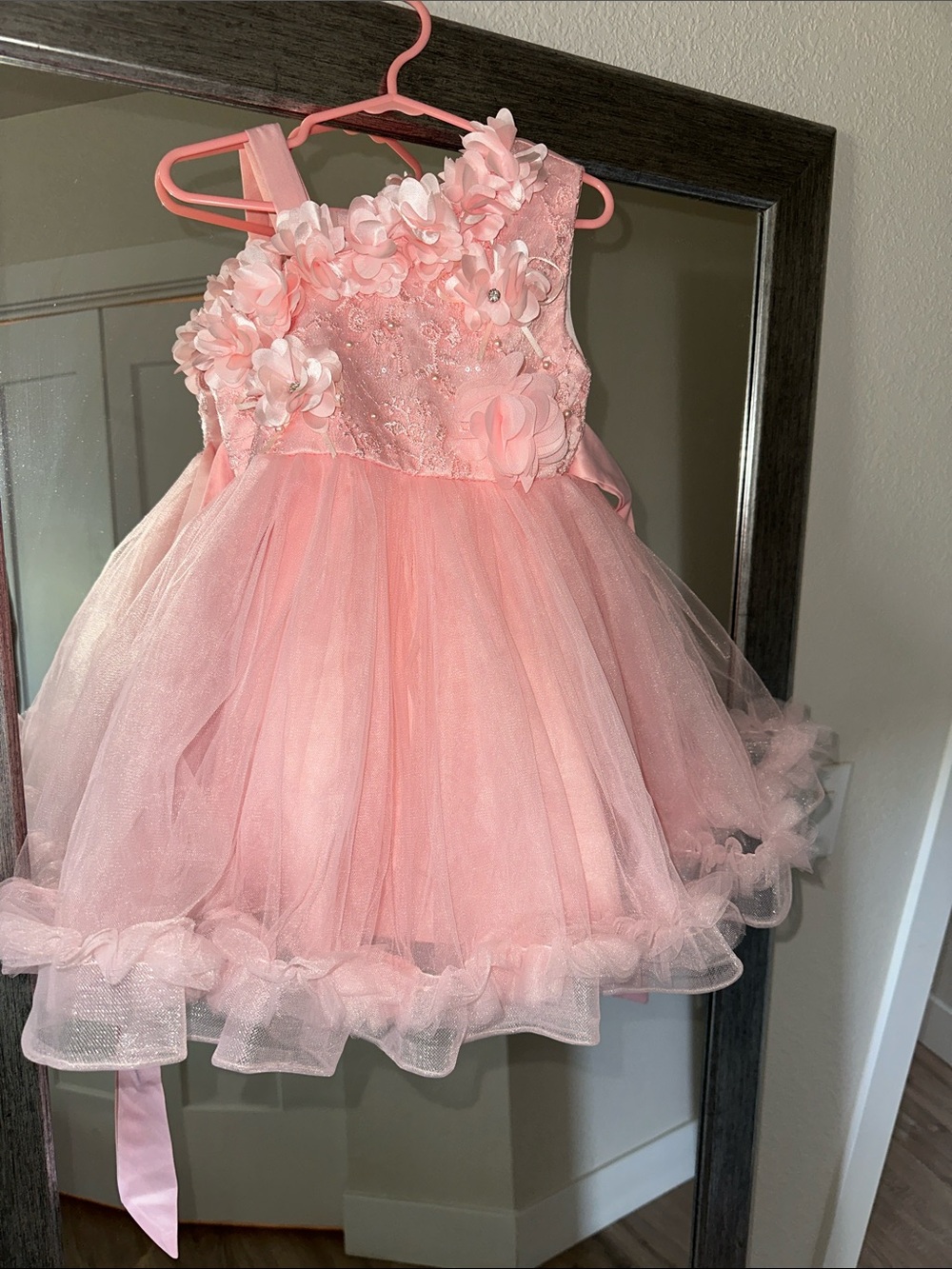 Source Unknown Pink Floral Tulle Dress for Girls